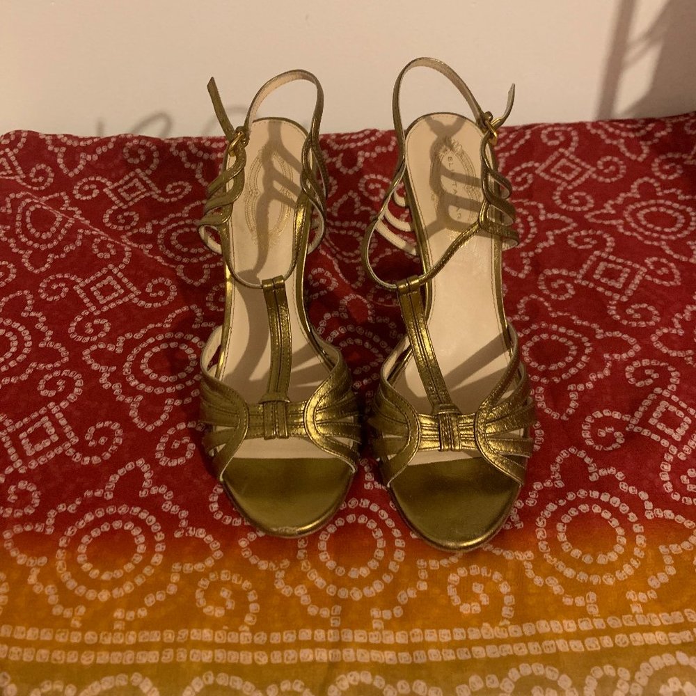 Elie Tahari Wedge Sandals in Gold